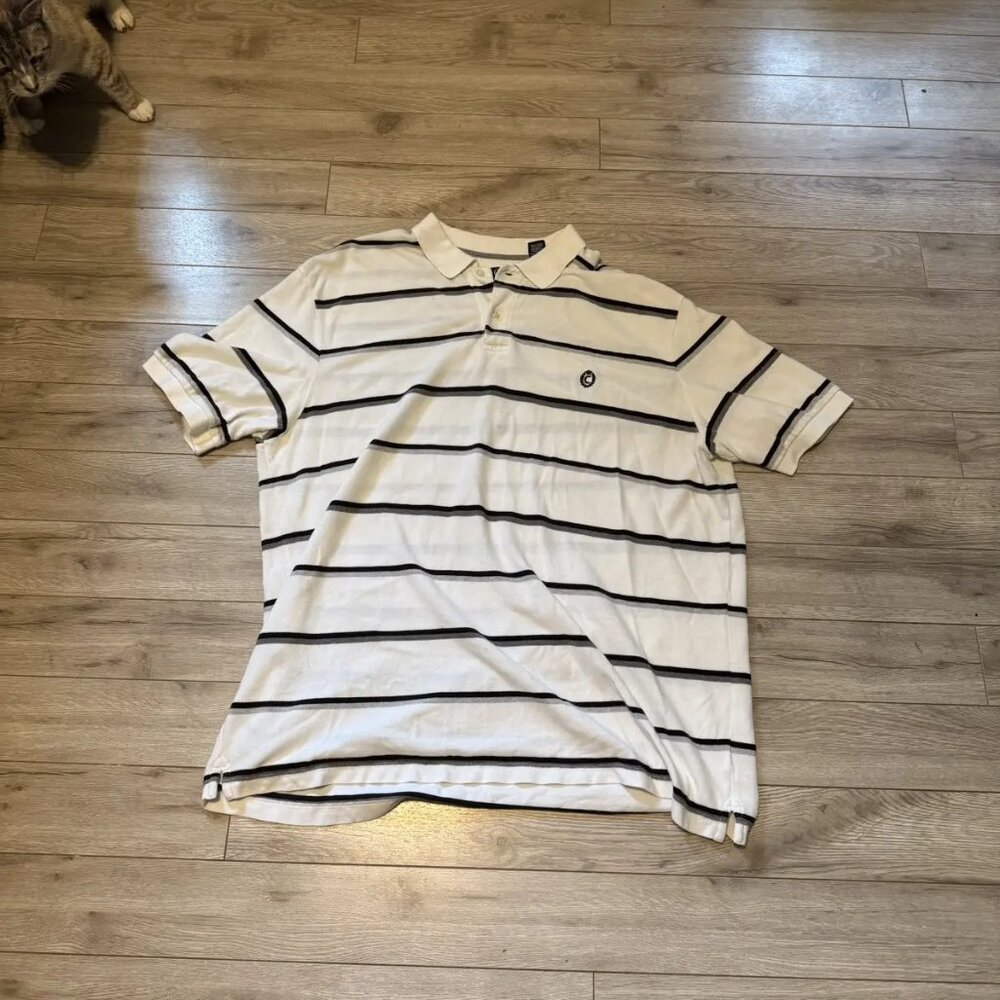 white chaps oversized striped polo